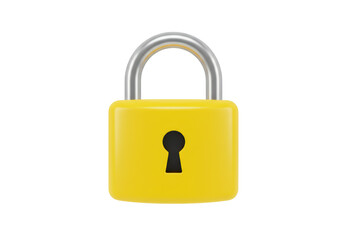 Isolated Yellow Padlock Security Protection Safe