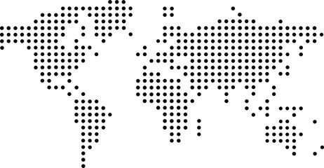 world map made of dots on a white background