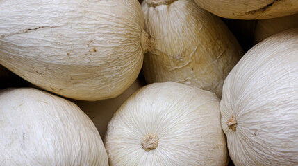 White pumpkins are displayed at a farmer's market , Oct. 17, 2020, in Fairhope, Alabama. White pumpkins, also called albino pumpkins or ghost pumpkins, are selectively bred to feature white skin
