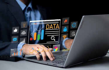 Obraz na płótnie Canvas Digital information marketing leverages technology and digital platforms to meet customer needs, creating modern and effective experiences. It utilizes digital data to enhance marketing activities.
