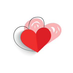 Continuous line drawing of a heart, black and white vector minimalist love concept illustration. Set.