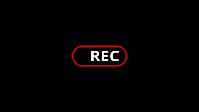 Recording button animation, camera recording sign on a transparent background, Red symbol, button of recording video, broadcasting, voice recorder  in 4k. 