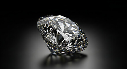 High-Quality Diamond Render on Black Textured Background, Single Diamond Sparkling with Light Rays – Luxury Concept.