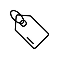 Black and White Price Tag Icon – Minimalist Outline Vector Label Symbol Representing Discount, Sale, Shopping Label, Ecommerce Product Tag, or Store Pricing for Online and Retail Use
