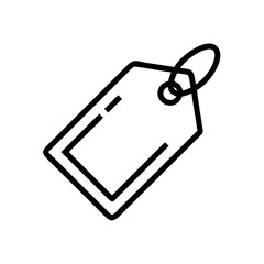 Black and White Price Tag Icon – Minimalist Outline Vector Label Symbol Representing Discount, Sale, Shopping Label, Ecommerce Product Tag, or Store Pricing for Online and Retail Use