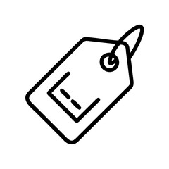 Black and White Price Tag Icon – Minimalist Outline Vector Label Symbol Representing Discount, Sale, Shopping Label, Ecommerce Product Tag, or Store Pricing for Online and Retail Use