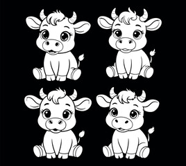 Adorable baby cow illustration vector illustration
