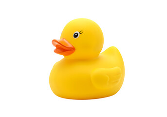 Yellow rubber duck isolated on white or transparent background. PNG