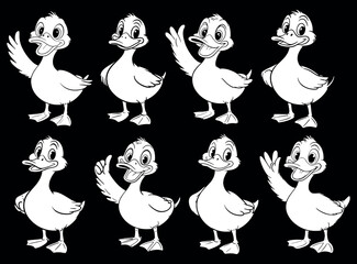 Cute ducklings bundle design vector illustration