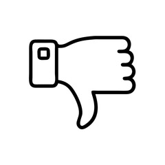 Black and White Thumbs Down Icon – Minimalist Outline Vector Symbol for Dislike, Negative Feedback, Downvote, Rejection, or Unfavorable Opinion in Social Media, Reviews, and Online Interactions"