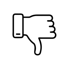 Black and White Thumbs Down Icon – Minimalist Outline Vector Symbol for Dislike, Negative Feedback, Downvote, Rejection, or Unfavorable Opinion in Social Media, Reviews, and Online Interactions"