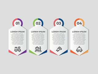 Charity and Donation Infographic Template. Line Icons Design with Numbers 4 Options or Steps. Infographic Design for Workflow Layout, Diagram, Annual Report, Web Design etc.