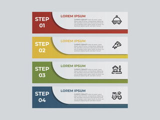 Charity and Donation Infographic Template. Line Icons Design with Numbers 4 Options or Steps. Infographic Design for Workflow Layout, Diagram, Annual Report, Web Design etc.