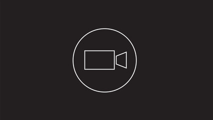 Abstract  circle recorder camera icon,video camera icon simple on black background.
