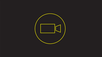 Abstract  circle recorder camera icon,video camera icon simple on black background.