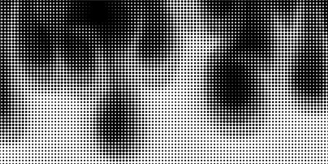 Grunge halftone gradient background. Faded grit noise texture. White and black sand wallpaper. Retro pixelated backdrop. Anime or manga style comic overlay. Vector graphic design textured template