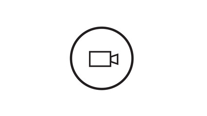 Black circle recorder camera icon logo design,video camera icon on white back background.