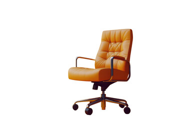 Fototapeta premium Modern office chair with armrests and ergonomic design isolated against a vibrant yellow background for stylish workspace aesthetics and home office improvement