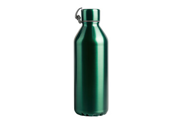 Sleek green stainless steel water bottle standing upright on a white surface suitable for hydration at any time