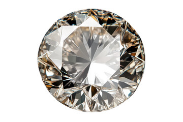 Polished diamond viewed from above showcasing intricate facets and clarity set against a transparent background ideal for jewelry design and elegant displays