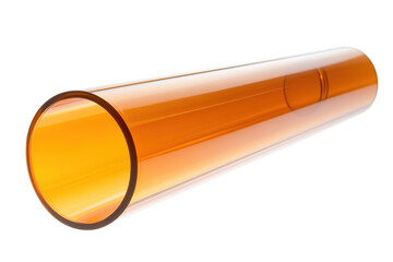 Orange tube isolated on a white background showcasing its glossy surface and smooth edges perfect for various applications in art and design