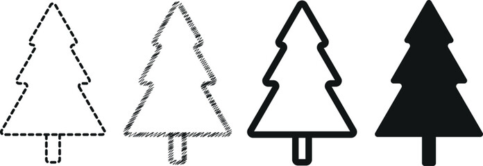 Hand-Drawn Black Tree Silhouette Set – Trendy Botanical Vector Elements for Modern Nature-Inspired Designs