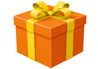 Isolated Orange Gift Box with Yellow Ribbon