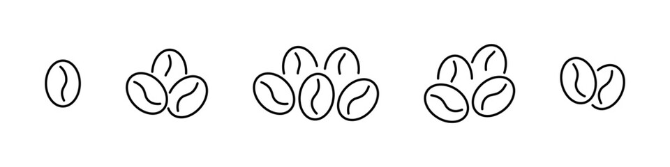 Coffee icon. Coffee bean vector set. Isolated caffeine line design sign. Coffee icon set.