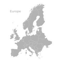 Vector Illustration  Map of the European Continent with Country Borders