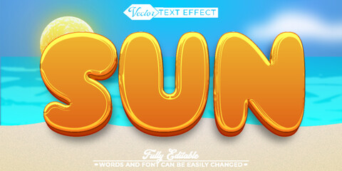 Cartoon Sun Vector Editable Text Effect Template