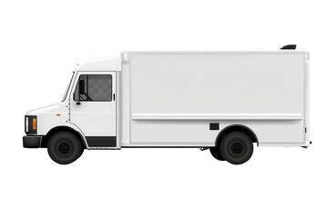 Food truck on a transparent background ready for service at any outdoor event, featuring spacious interior for meal preparation and customer interaction throughout the day