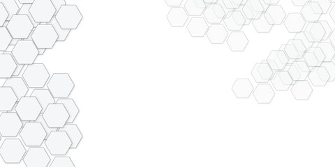 Abstract geometric white honeycomb hexagon 3d effect pattern with shadow seamless texture background.
