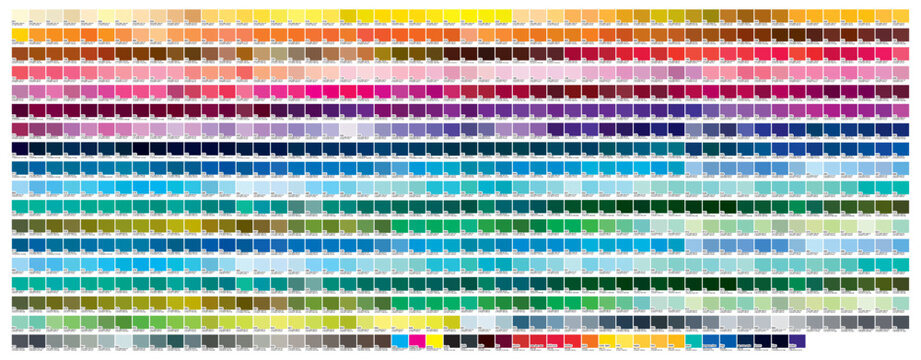 Color Palette Chart CMYK, RGB. Color Swatch book Template Chart for your design. Color Palette CMYK,RGB. Print Test Page. Pantone Color chart, palette. Color Codes. CMYK, Pantone. Vector	