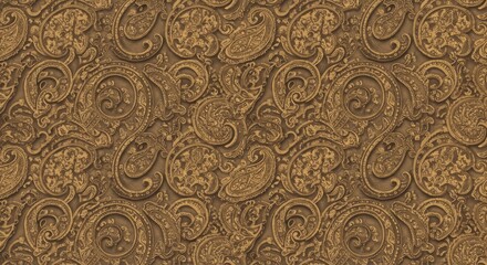 Intricate golden paisley pattern with embossed effect, creating a rich and luxurious texture
