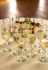 Array of Sparkling Drinks Elegantly Set on a Table for Celebrations or Events