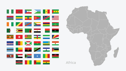 Vector Map of Africa with Regional Borders and All African Country Flags © Model it