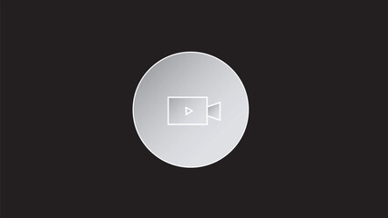 Abstract  circle recorder camera icon,video camera icon simple on black background.