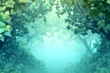 Fototapeta premium Tranquil low poly forest canopy in mint and aqua gradient haze
