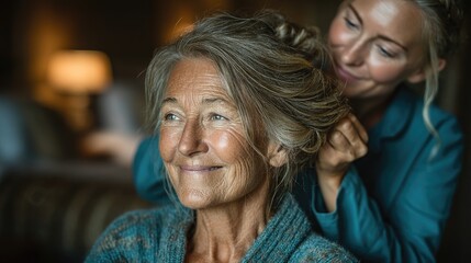Young Caregiver Assisting Senior Woman at Home