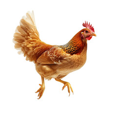 Fototapeta premium Chicken hen jumping and flying png, isolated on transparent background