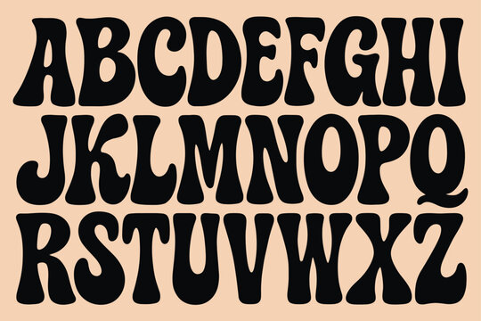 Retro Psychedelic Display Font – Bold Groovy Vector Alphabet for Vintage Design