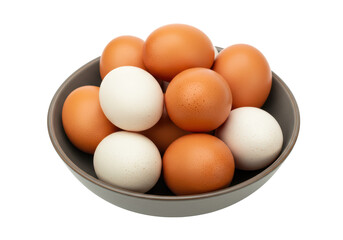 Isolated Bowl of Brown and White Eggs
