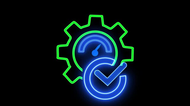 BPM, Business process management concept. Business data analytics and business strategic planning. Glowing neon line animated optimization icon isolated on transparent