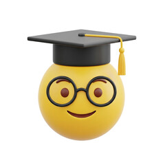 3D-Icon – Emoji mit Brille und Doktorhut