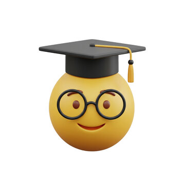 3D-Icon &ndash; Emoji mit Brille und Doktorhut