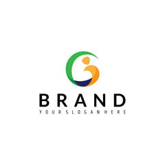 C letter logo with people in abstract 3d design style