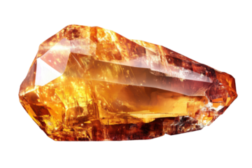 Imperial topaz crystal showcasing vibrant orange hue and clarity set against a transparent background