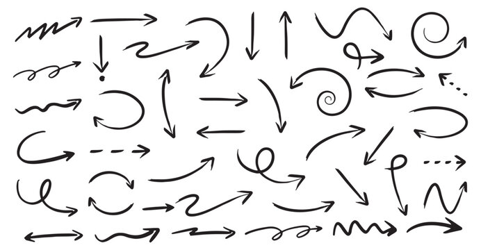 Hand Drawn Arrows Collection transparent Background