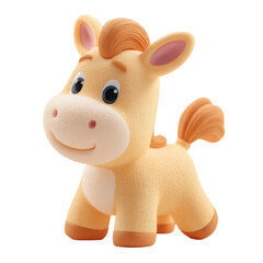 Cute cartoon horse toy with friendly expression in pastel colors, perfect for children's playtime, nursery decor, and creative imagination development