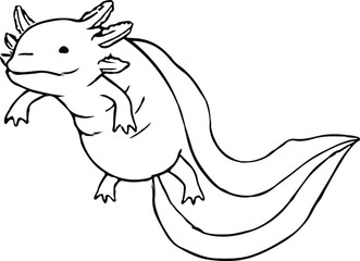Cute Axolotl Illustration – Kawaii Water Salamander Clipart, Amphibian Character Art for Microstock Sites

